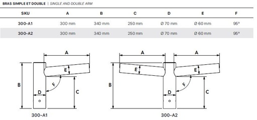 [W4L045774] Bras simple 300mm Galvanisé