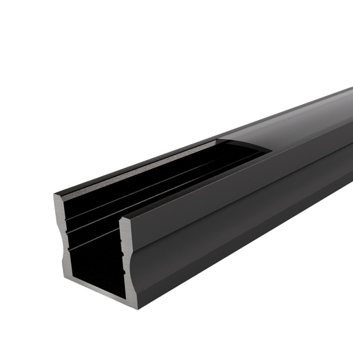 [W4L059665] PORTO Profilé Apparent 2,9m Noir avec diffuseur noir - Individuel