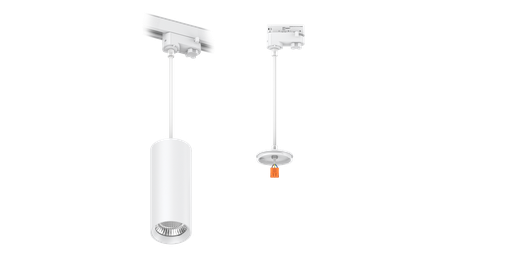 [W4L060049] Support Pendant pour rail 3 allumages 1m de câble Blanc pour LEO