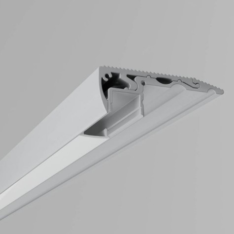 [W4L842227] Profilé en aluminium extrudé et anodisé, de 2,5 mètres de long, destiné à l'installation et au refroidissement de rubans LED flexibles. Utilisé pour l'éclairage d'escaliers. Livré avec un diffuseur en polycarbonate dépoli.